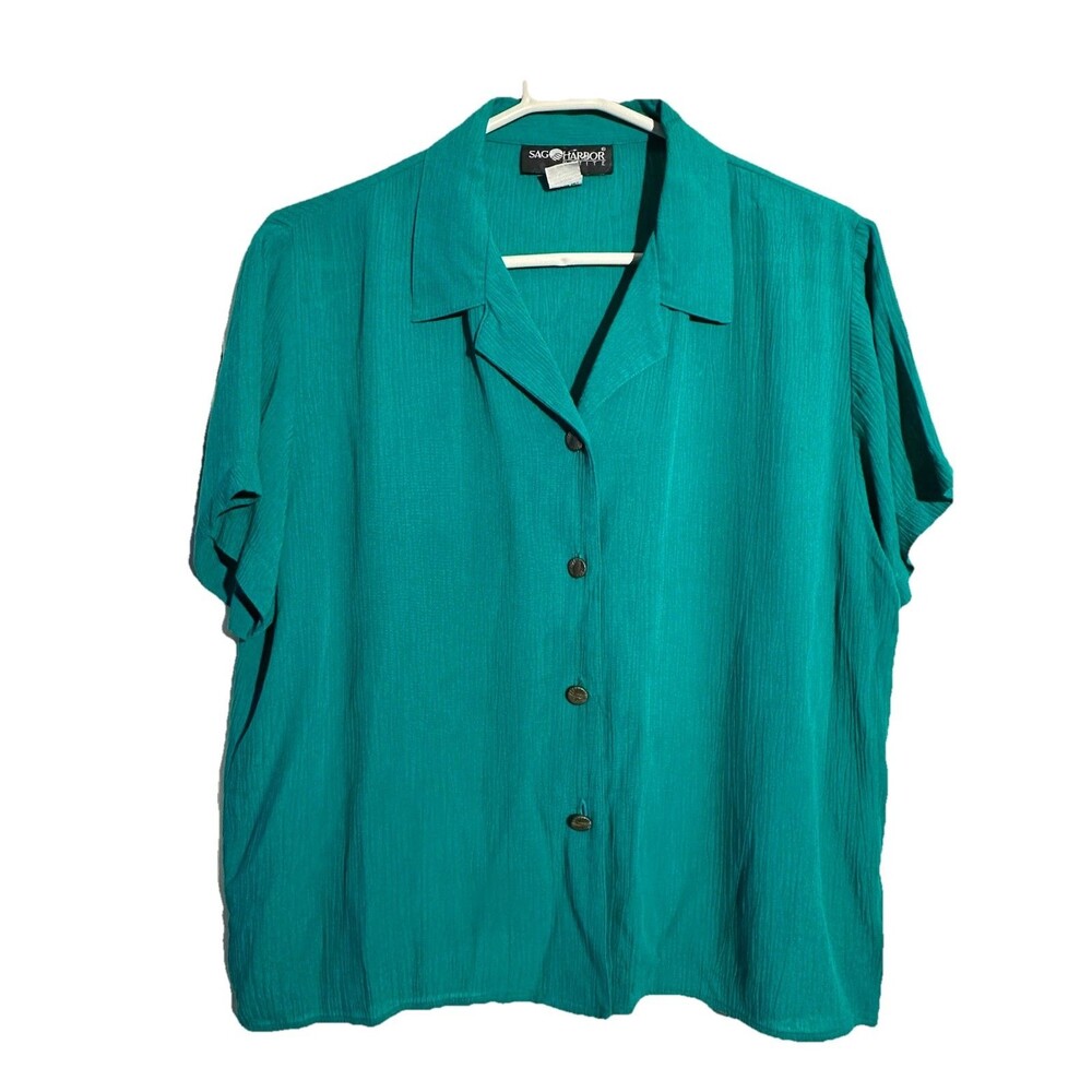 Sag Harbor Sport Palm Tree Button Up Shirt Size M